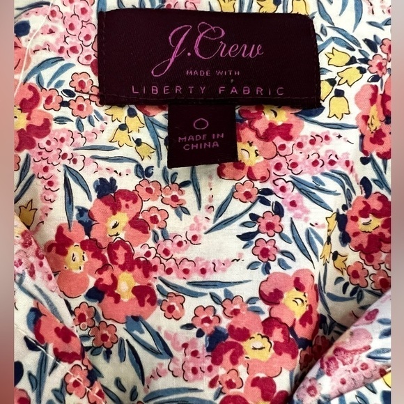 J.Crew Popover Shirt Liberty London Swirling Petals Pink Floral Print Size 0 - Picture 9 of 11
